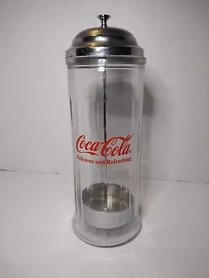 Vintage Coca Cola Glass & Chrome Straw Holder Dispenser 1992 • $19.99