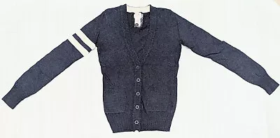 NEW Mossimo Navy & White Lightweight Fitted Long Sleeve Button Down Cardigan XS • $15