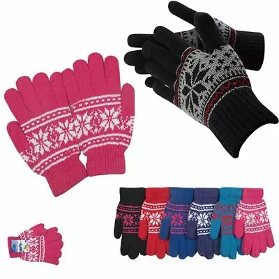 6 Pair Men's Women Snowflake Warm Winter Magic Gloves Thermal Knit Cold Weather • $15.95