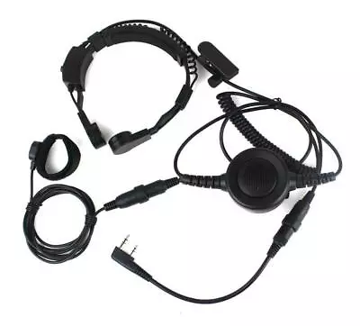 Military Covert Earpiece Grade Tactical Throat Mic PTT For KENWOOD BF-UV5R Radio • $44.56