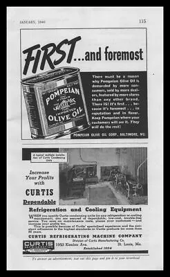 1940 Pompeian Olive Oil Corp. Baltimore Maryland Tin Can Vintage Print Ad • $14.95