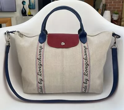 Longchamp Made By Longchamp Limited Edition Leather & Canvas 2 Way Carryall Bag • $124.99