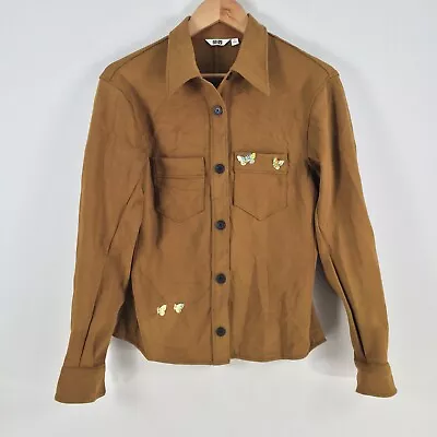 Uniqlo Womens Jacket Size S Brown Long Sleeve Collar Cotton Blend 074469 • $24.95