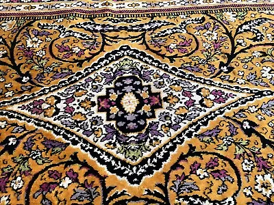 Vintage Oriental Persian Tapestry Rug Silk Wool Velvet 50” X 34.5” Gold Purple • $149