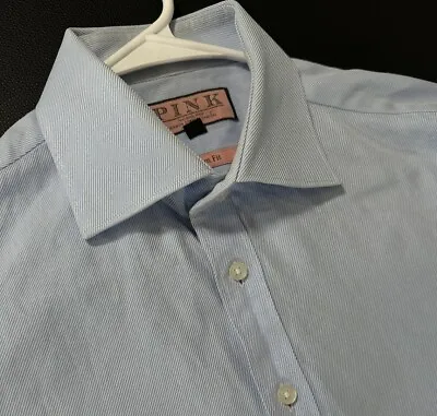Thomas Pink Slim Fit 15.5 Dress Shirt Button Up Light Blue Long Sleeve  • $16.24
