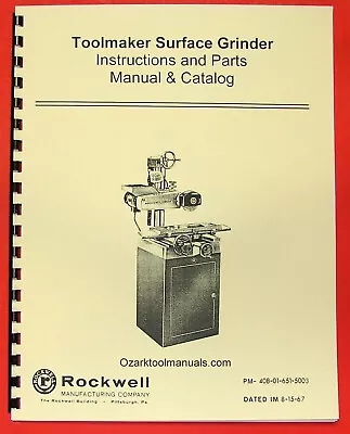 ROCKWELL Surface Grinder Owners Instructions Operating Parts Manual 0619 • $34.18