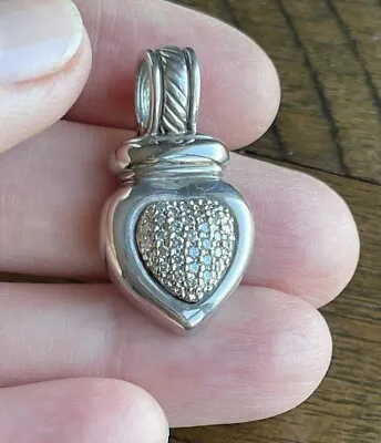 David Yurman 925 Silver Diamond Heart Pendant Enhancer • $346.50