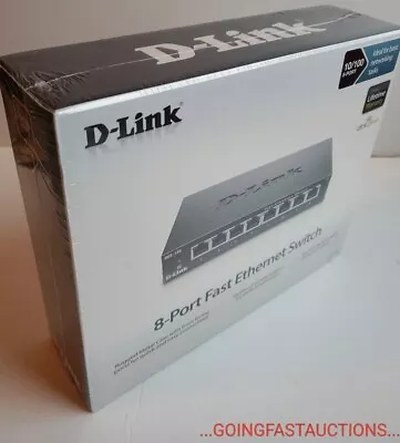 New D-Link 8-Port Gigabit Ethernet Switch DES-108 DLink 10/100 Wired QOS VOIP • $20.99