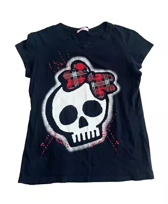 Vintage Supre Punk Emo Shirt Skull Girly Size Medium Baby Tee Tshirt  • $25.10