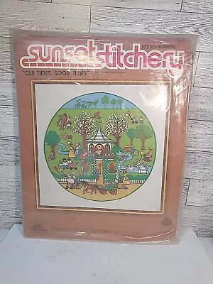 Vintage SUNSET STITCHERY Crewel Kit 2530 Old Times Good Times 1981 New • $8.77