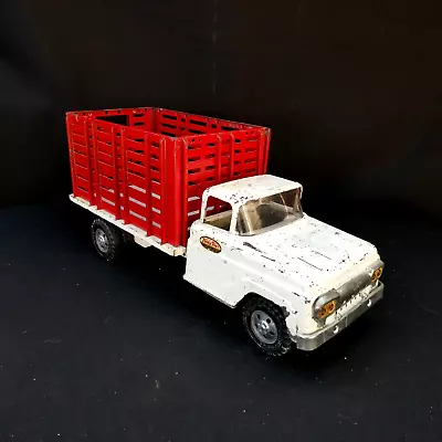 Vtg 1958 TONKA  White Pressed Steel 16  HIGH STAKE BED FARM TRUCK. SUPER NICE! • $133