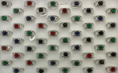 Bulk Lots 32pcs Rhinestone Jewelry Silver P Mixed CZ Mens Rings Wholesale Ring • $21.99