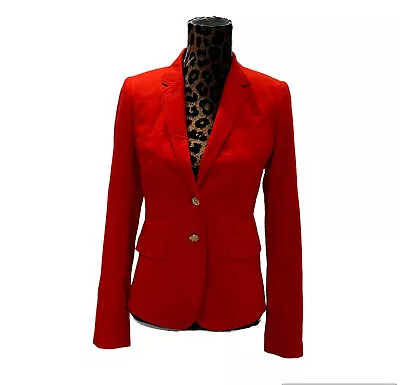 J. CREW Vibrant Flame Wool Schoolboy Blazer Surgeon Cuff Jacket 2T Style 52652 • $32