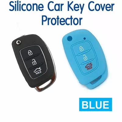 SILICONE 3B CAR KEY COVER FLIP Fits HYUNDAI IX35 IX45 I30 I40 I45 Elantra - BLUE • $15