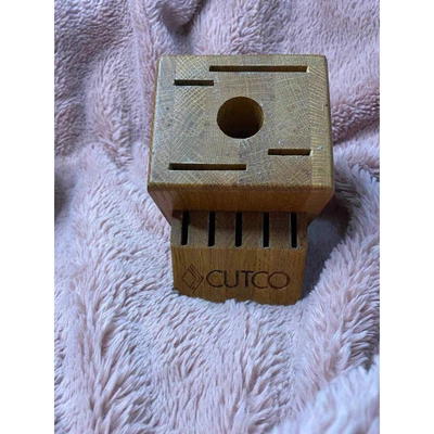 $15 • Buy Cutco Oak Wood Knife Block 10 Slots Holds 4 Blades 4 Steak Knives & 1 Sharpener