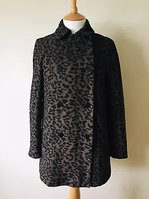 £18 • Buy Zara Double Breasted Wool Blend Leopard Animal Design Coat Jacket Size Xs