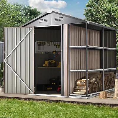 6x6/ 6x8/ 8x10 Ft Outdoor Storage Shed With Rack Garden Tool Shed Lockable Door • $339.99