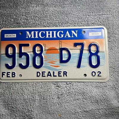 2002 Michigan Mackinac Bridge Dealer License Plate 958D78 • $15