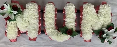 Mum Funeral Flowers Artificial Tribute Wreath Silk Memorial Any 3 Letters Name • £50