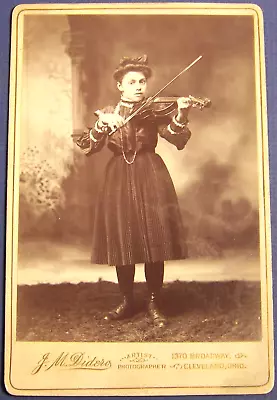 C. 1890 Female Violinist Cleveland Ohio J M Didero Cabinet Photo • $25