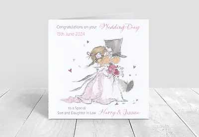Personalised Wedding Day Card Son Daughter In Law Couple • £3.90
