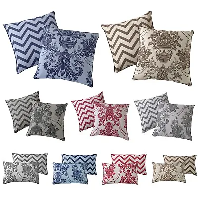 Luxury Damask Cushion Cover Reversible Chevron Printed 45cm X 45cm & 30cm X 50cm • £2.99