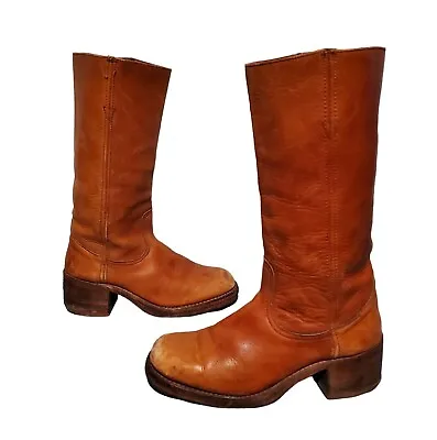 Rare Vintage 1970's Frye Black Label Brown Leather Harness Boots Men's Size 8.5D • $250