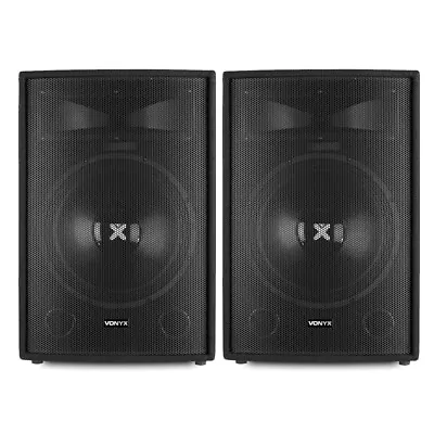2x Vonyx 2-Way 15  Inch 1600W Passive Speakers DJ PA Party Karaoke UK Stock • £339