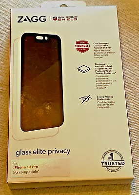 ZAGG Invisible Shield Screen Protector Glass Elite Privacy IPhone 14 Pro 5G-NIB • $19.99
