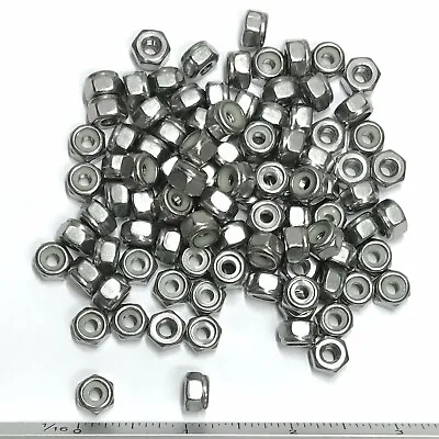 (PKG Of 100) 8-32 Hex Lock Nut Nylon Insert 18-8 Stainless Steel 11/32  Flats • $4.55