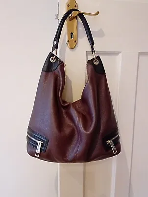 Autograph M&S Hobo Slouch Soft Butter Large Leather Ox Blood Grab Bag Ex Con • £29.95