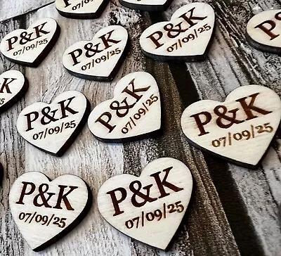 £0.99 • Buy Personalised Wooden Love Heart Table Decorations Wedding Favours Confetti