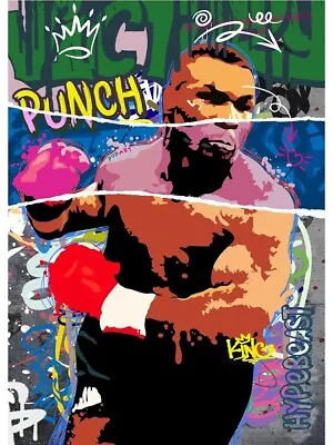 Mike Tyson Graffiti Poster Canvas Painting Boxing Wall Art Home Decor • $21.99