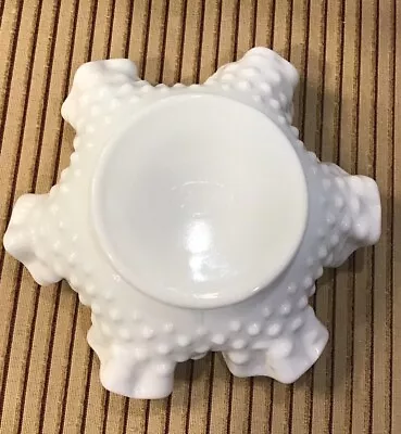 White Milk Glass Hobnail Ruffled Fluted Edge Candy Nut Trinket Dish Bowl 5 5/8” • $18