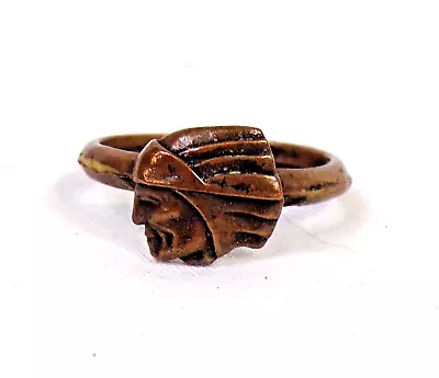 Vintage Copper Indian Head Ring Size 4.5 (almost 5 0.616  Inside Diameter) • $4