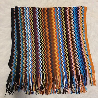 Missoni Womens Scarf Shawl Sarong Wrap Textured Zig Zag Knit Multicolor • $150