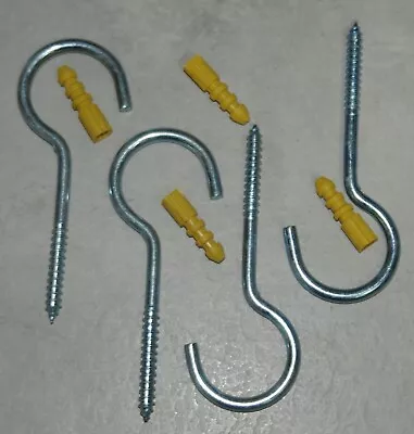 2 Or 4 Washing Laundry Line 100mm Long Thick Metal Strong Hooks (& Plugs) A95 • £2.50