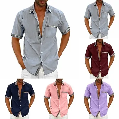 £12.12 • Buy High Quality Men Shirt Men Tops Lapel Shirts Short Sleeve Button-down Shirt