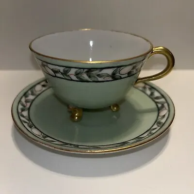 T&V Limoges France Teacup & Saucer Mint Green • $14.90