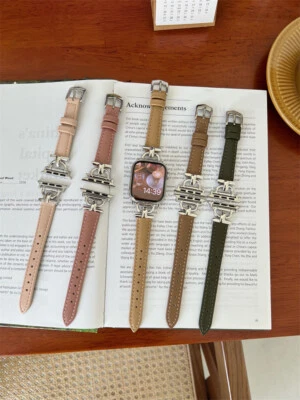 $19.89 • Buy Woman Leather Thin Slim Strap Band For Apple Watch 41 45 38 42mm Series7 SE 6 5