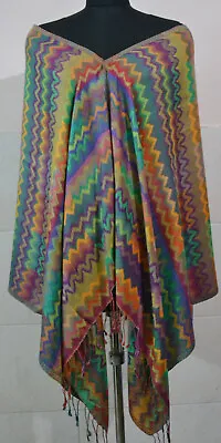 Gorgeous MISSONI Multicolor BRIGHT Zig-Zag Striped Long 100% Silk Scarf • $130