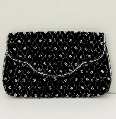 Vintage Hand Made In France Beaded Flowers Purse Wallet • $34.99