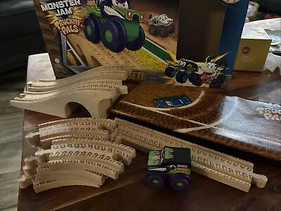 Monster Jam Truckin Pals Wooden Starter Set-Grave Digger Missing 1 Track & Truck • $35