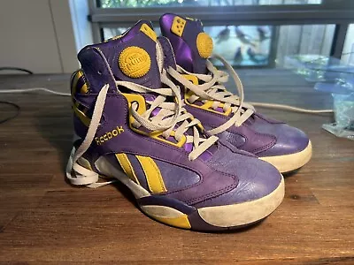 Retro Reebok The Pump Shaq Attaq LSU Lakers Purple & Yellow Sneakers Size US 8 • $119