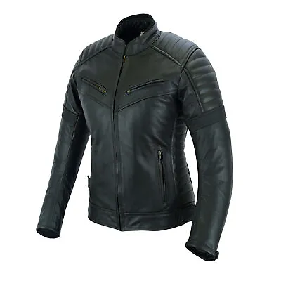 Leather Womens Motorbike Jacket With Armour Black Motorcycle Touring Biker CE • $104.81