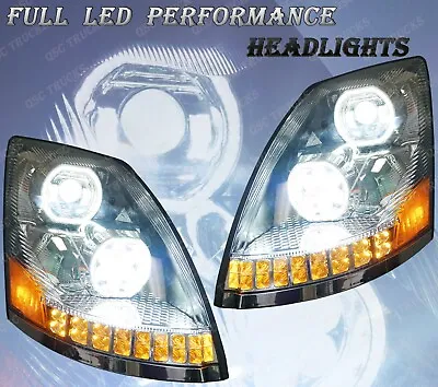 QSC Full LED Bright Chrome Headlights W/ Sequential Turn Signals Volvo VNL 04-17 • $638.85