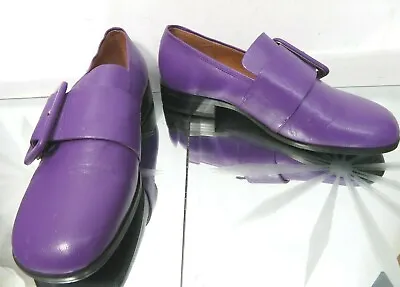 F-Troupe Purple Leather Flat Buckle Shoes  UK 4 EU 37 • £26.99