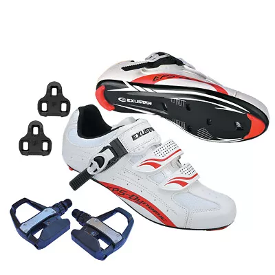 EXUSTAR Road Bike Bicycle Cycling Shimano SPD SL Look Shoes + VP Sealed Pedals • $118.95