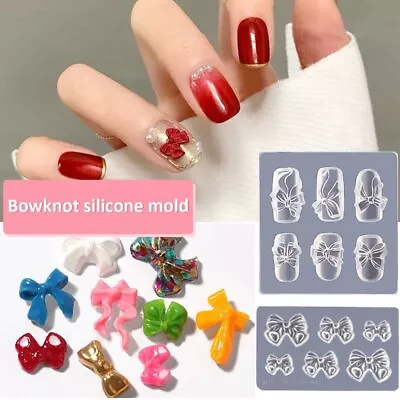 Silicone Bow Nail Molds - Nail Art Stamped Stencils Manicure Accessories 1pc Set • $25.73