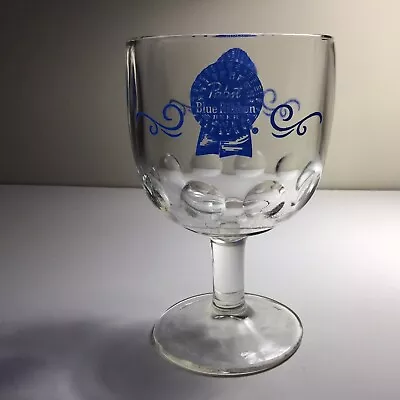 Pabst Blue Ribbon Beer Glass PBR Thumbprint Goblet Glass • $5